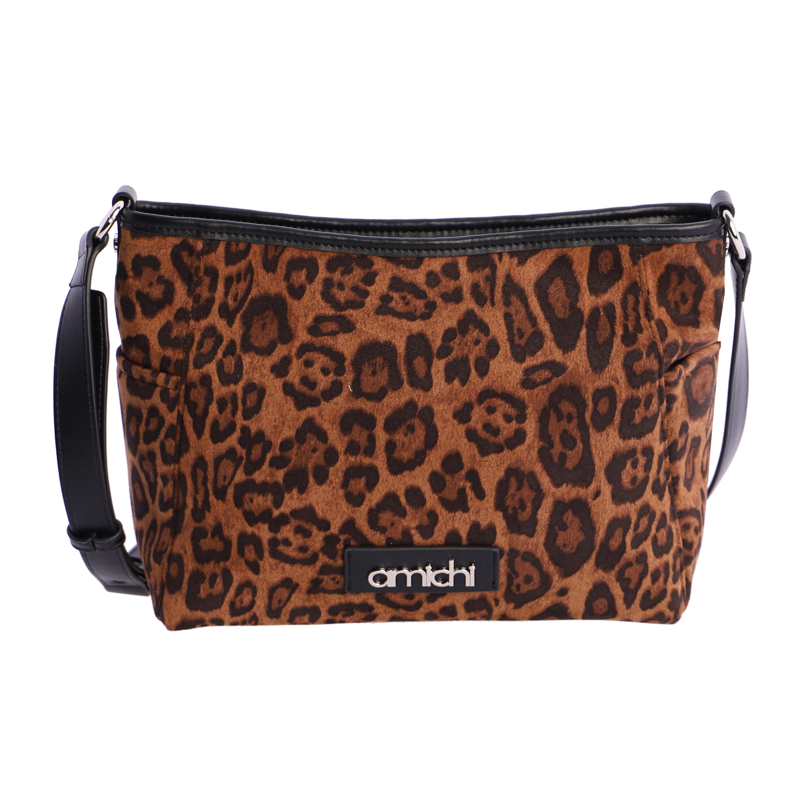 Bolso bandolera para mujer Amichi Zinnia de antelina con cremallera