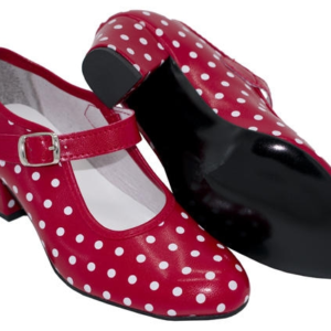 Zapato flamenca rojo lunares blancos
