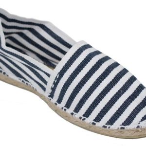 Alpargata yute plana lona blanco rayas marino