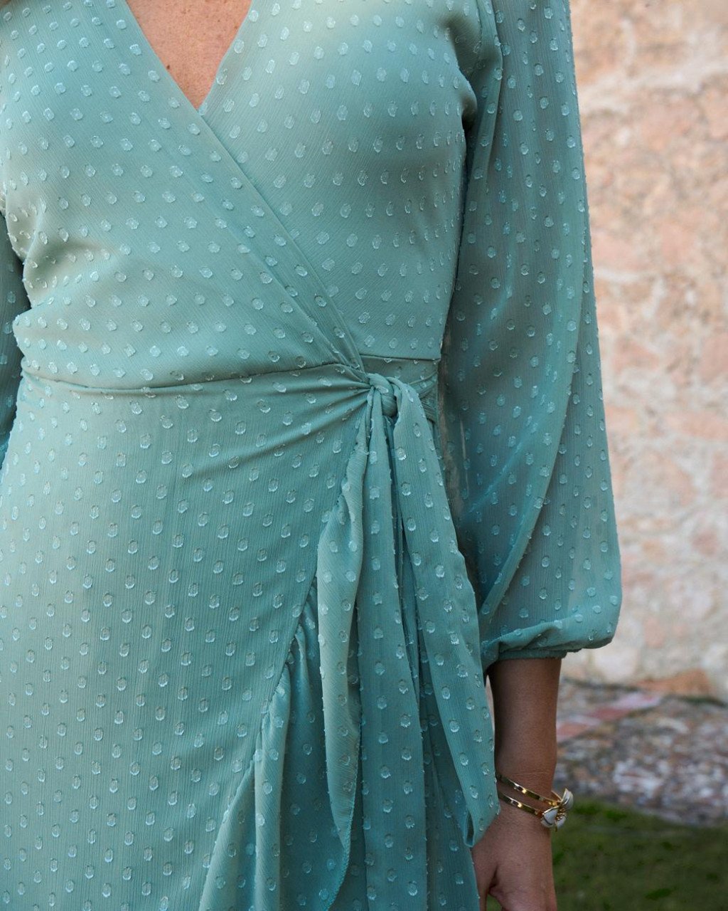 Vestido Invitada Estampado Verde Camila de Polín Et Moi - Imagen 5