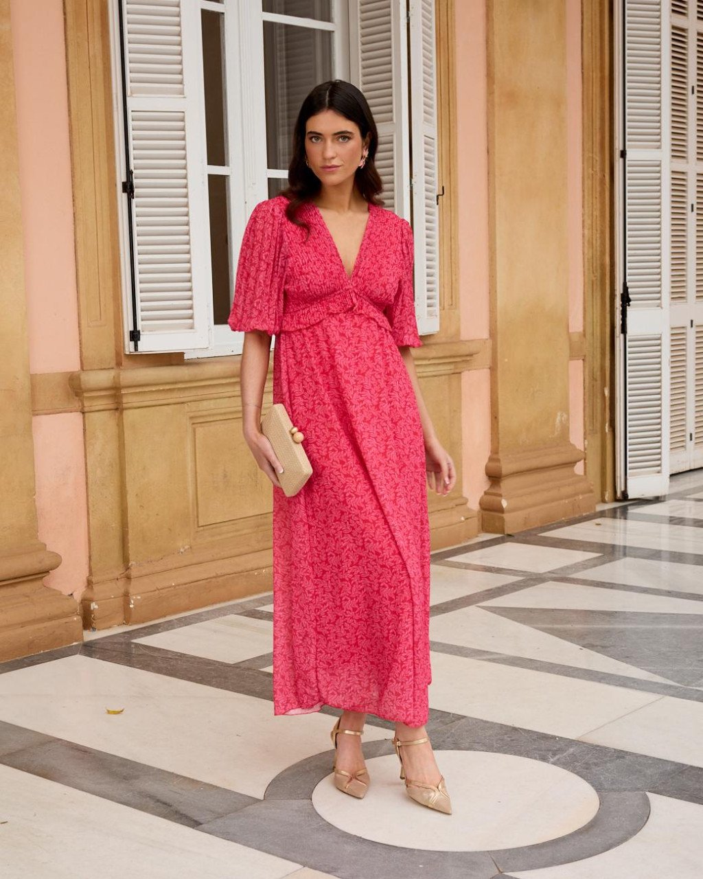 Vestido Invitada Largo Rosa Erica de Polín Et Moi - Imagen 8