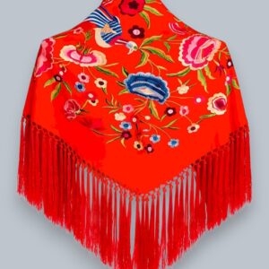 Mantoncillo crepe de seda rojo