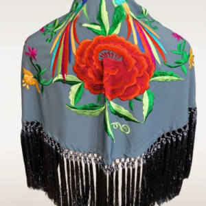 Mantoncillo crepe de seda en gris plomo