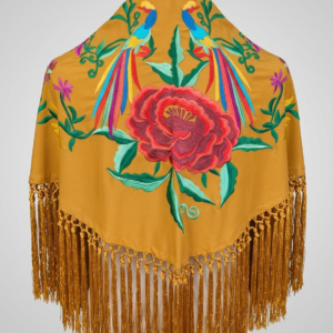 Mantoncillo crepe de seda en color amarillo mostaza