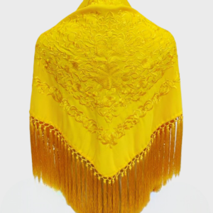 Mantoncillo crepe de seda amarillo  bordado al tono