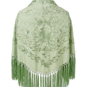 Mantoncillo crepe de seda color verde salvia bordado al tono 