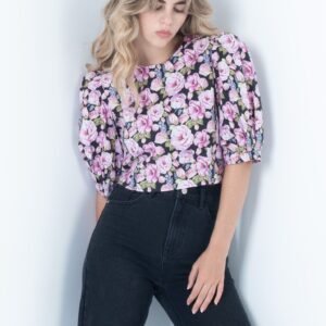 Blusa flores abotonada espalda