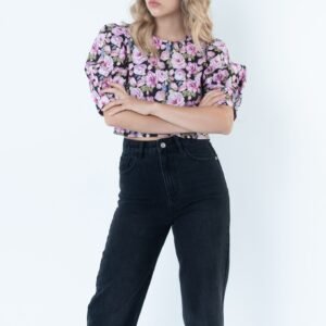 Blusa flores abotonada espalda - Rosa