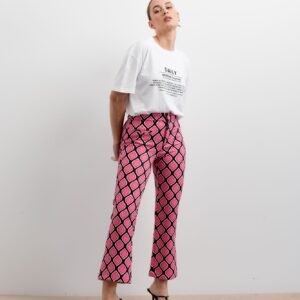 Pantalón mini flare color rosa estampado