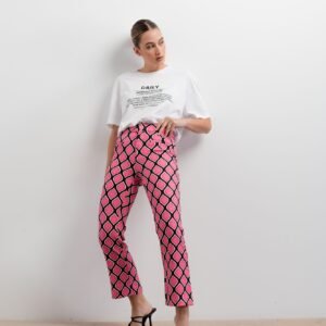 Pantalón rosa mini flare estampado de Emarola