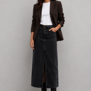 Falda midi denim - Vaquero