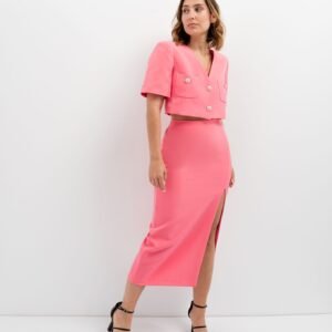Falda midi abertura - Rosa