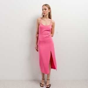 Vestido midi tirantes - Rosa