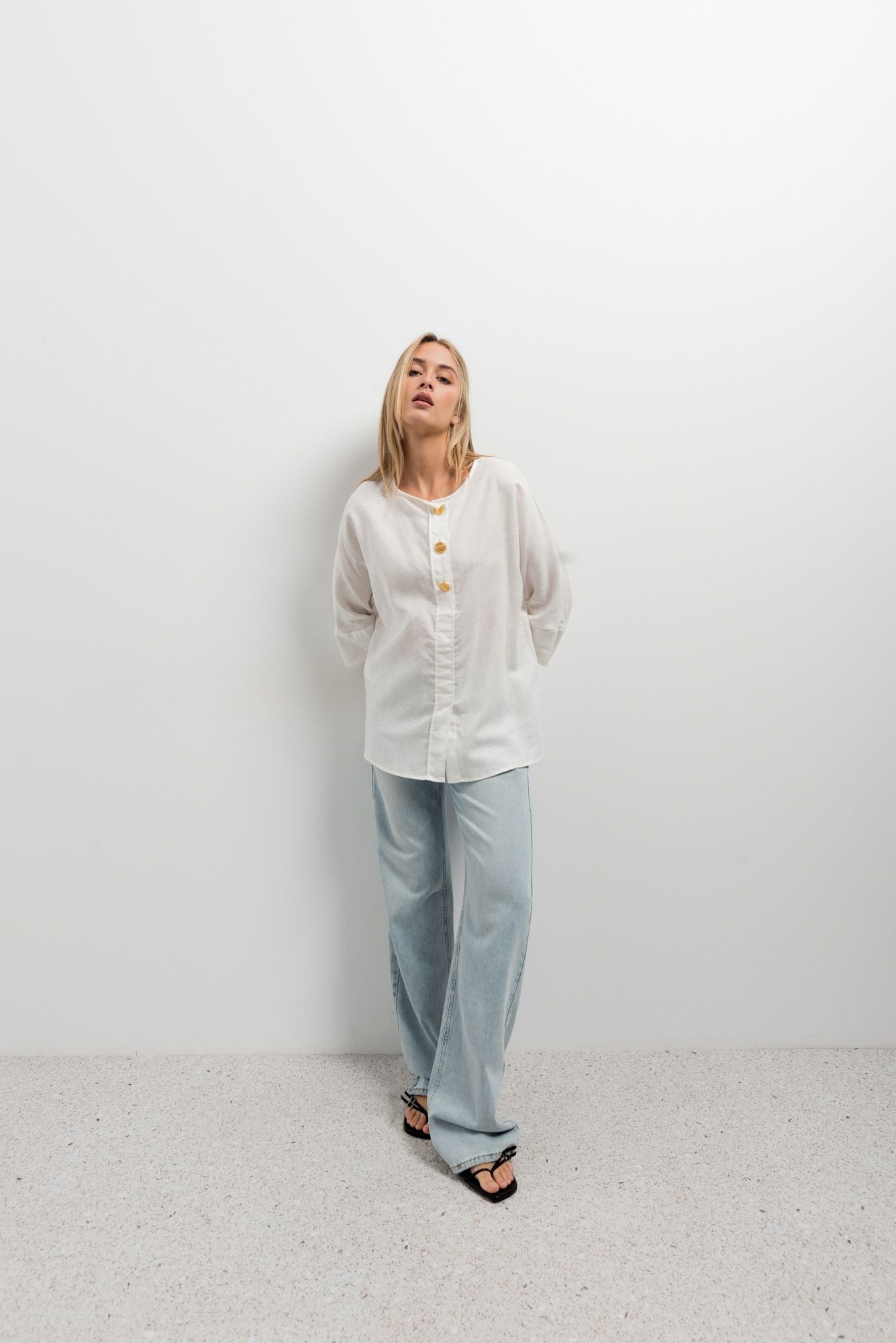 Camisa lino beige
