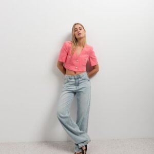 Blazer cropped rosa