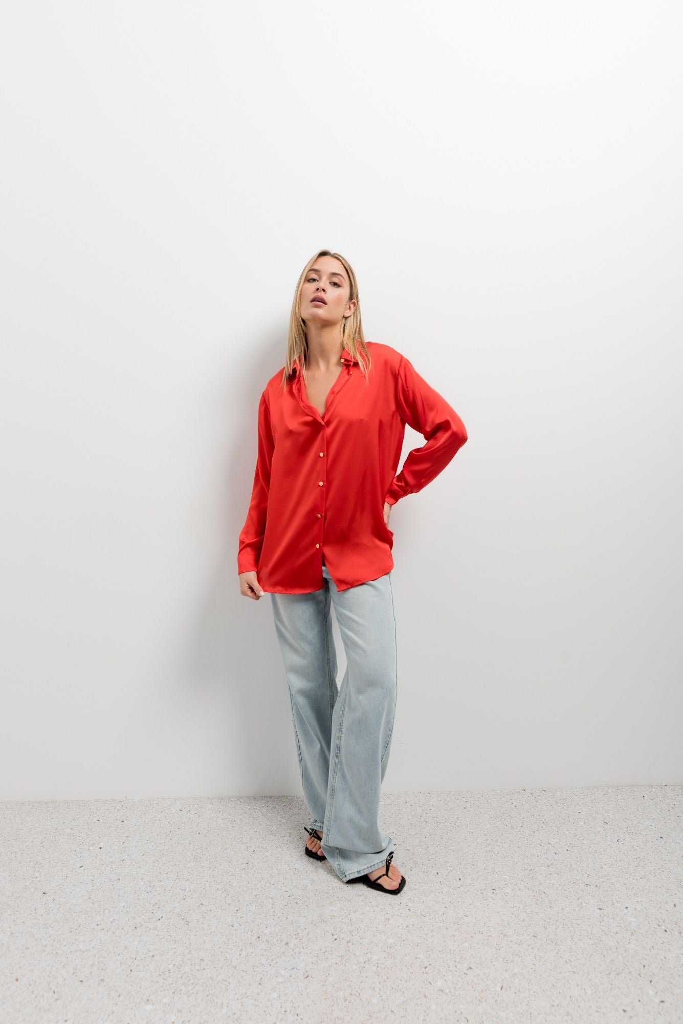 Camisa satinada - Rojo