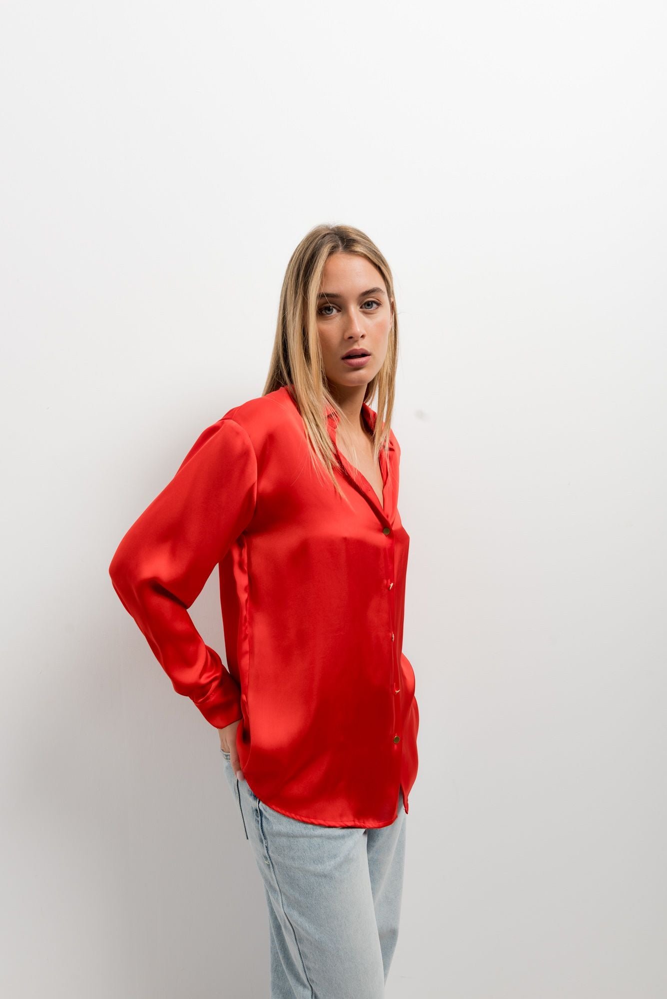 Camisa satinada - Rojo - Imagen 2