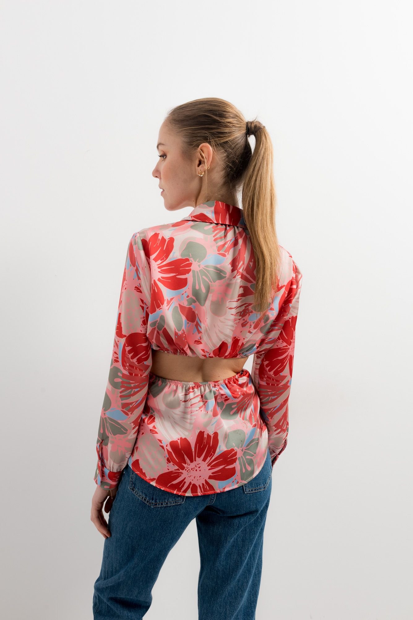 Camisa estampada recortada - Blanco - Imagen 4