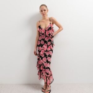 Vestido estampado volantes