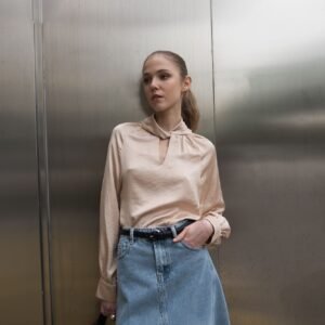 Camisa cuello nudo rosa
