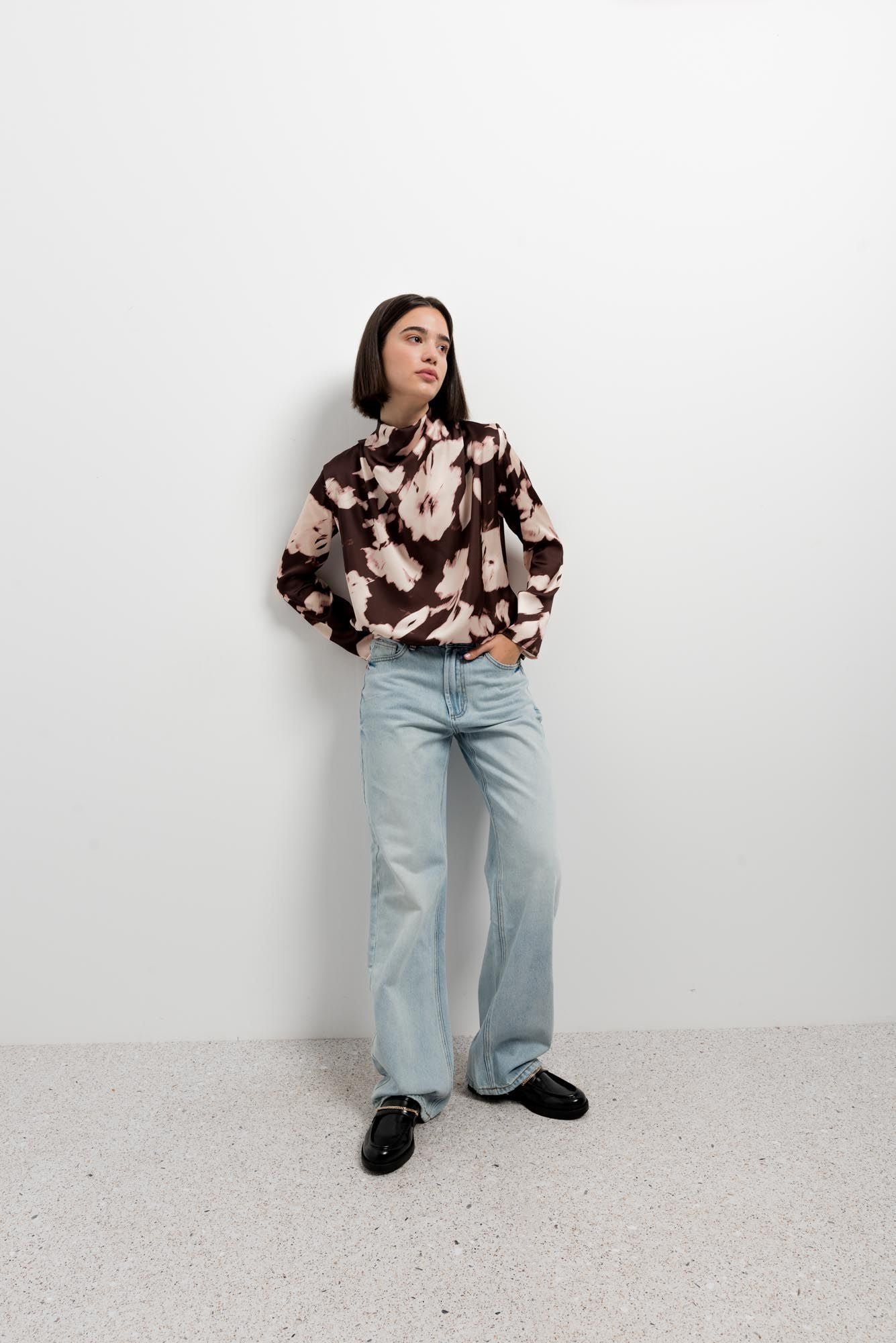 Camisa satinada mujer - Marrón - Imagen 6
