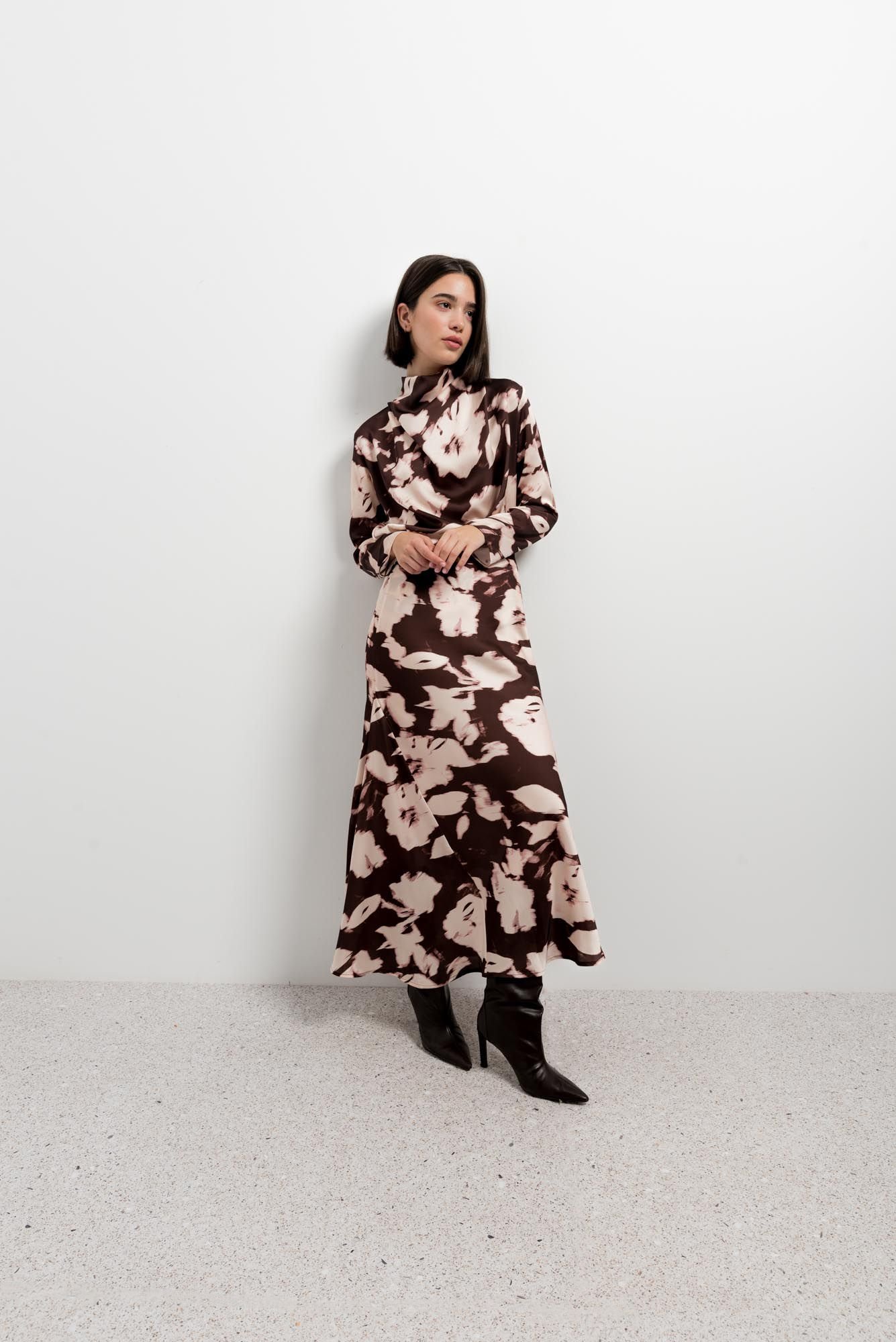 Falda larga estampada - Marrón - Imagen 4