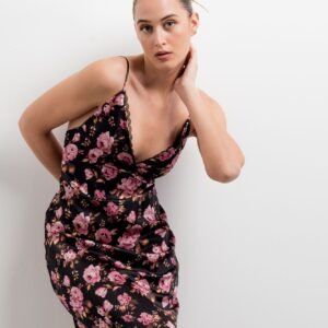 Vestido estampado floral - Negro