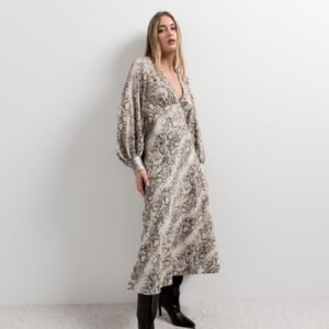 Vestido estampado animal - Beige