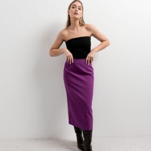 Falda midi abertura trasera color morado