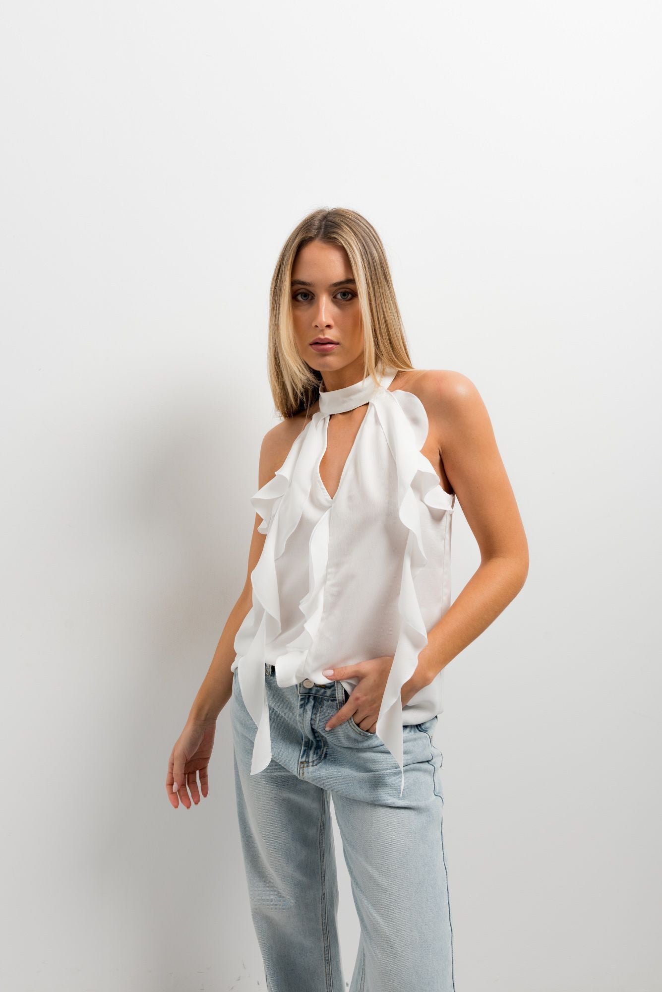 Blusa volantes - Crudo - Imagen 5