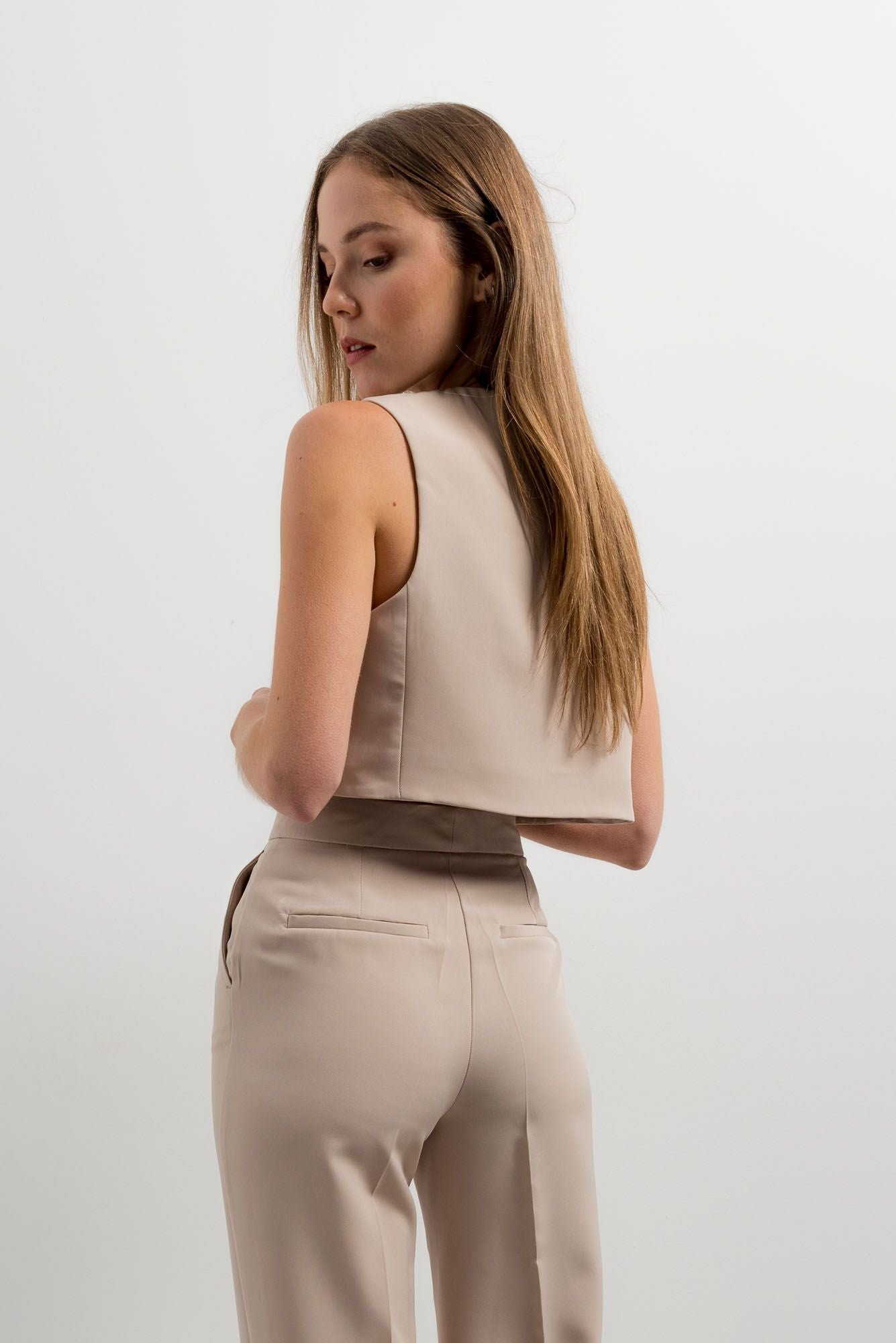 Chaleco sastre corto - Beige - Imagen 5