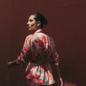Camisa estampada recortada - Blanco