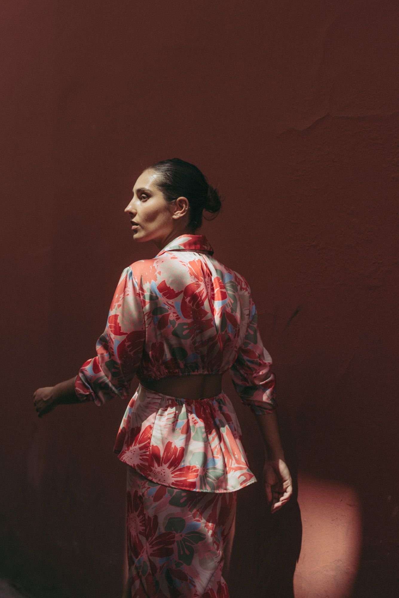 Camisa estampada recortada - Blanco