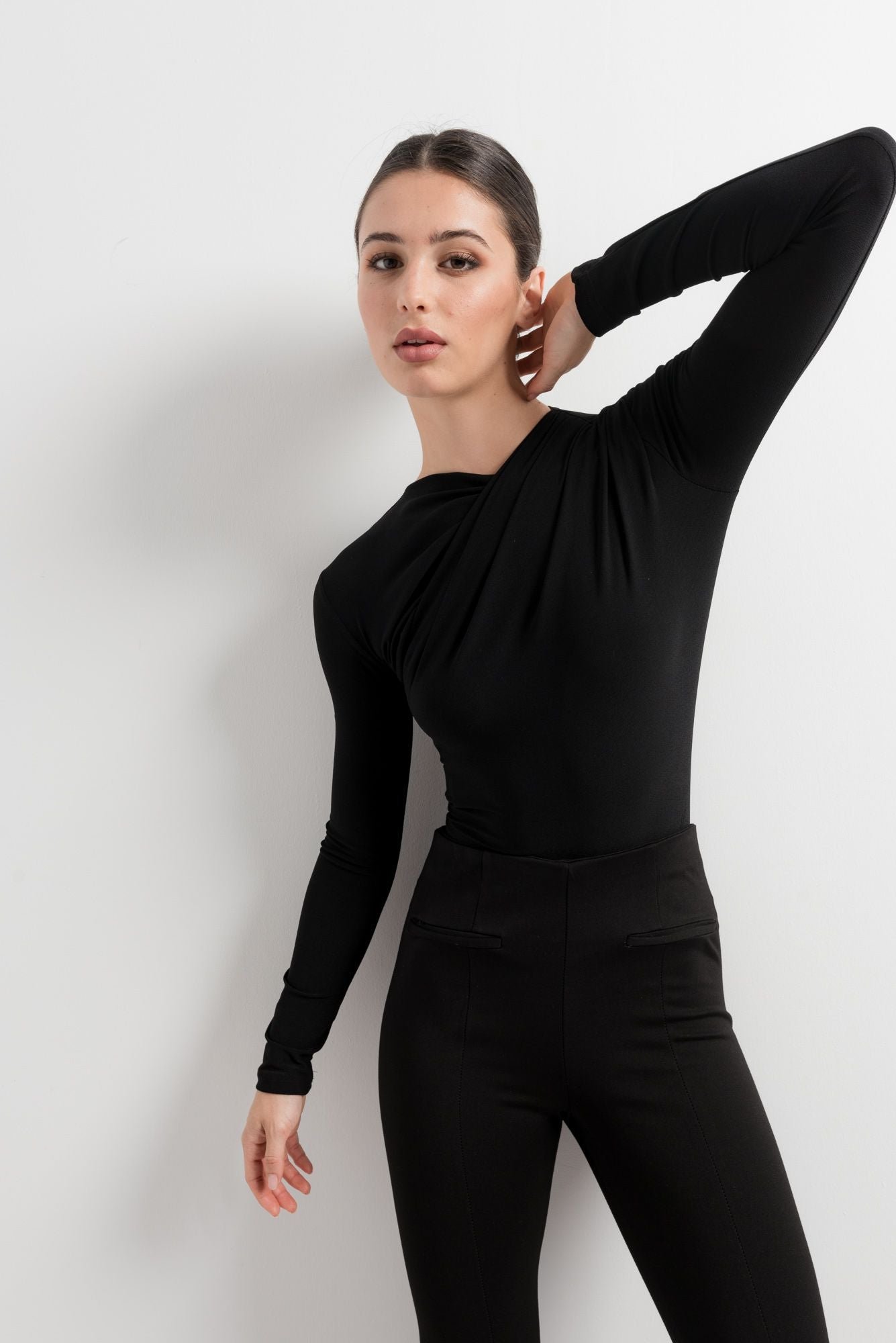 Body drapeado color negro