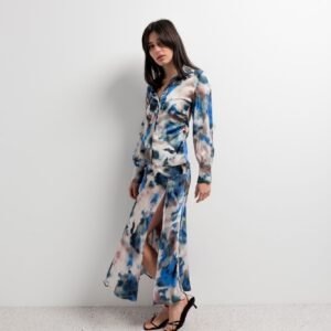 Falda midi estampada - Azul