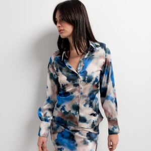 Camisa estampada satinada azul