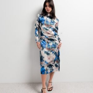 Vestido midi estampado - Azul