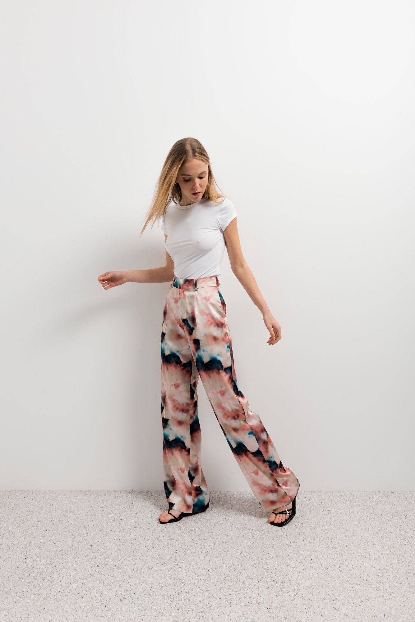 Pantalón recto estampado tie dye - Rosa - Imagen 2