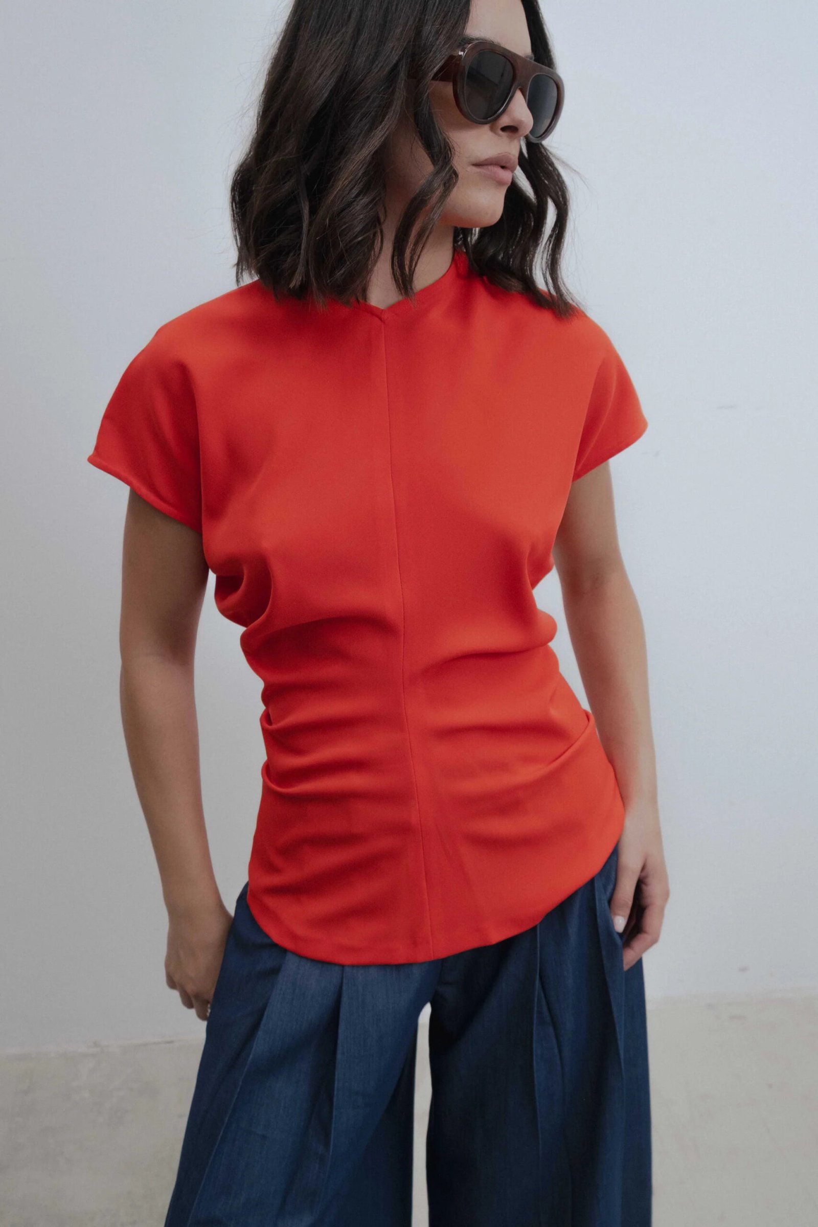 Blusa frunce - Rojo - Imagen 2