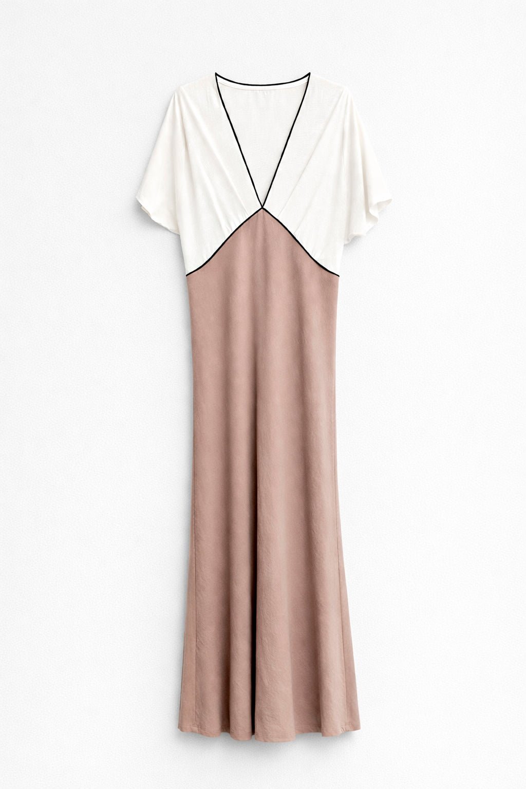 Vestido beige satinado vivos contraste - Imagen 7