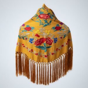 Mantoncillo de crepe de seda en color amarillo mostaza