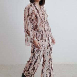 Camisa semitransparente estampada - Rosa