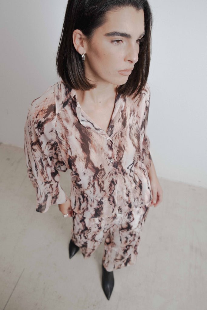 Camisa semitransparente estampada - Rosa - Imagen 3