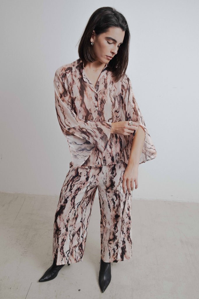 Camisa semitransparente estampada - Rosa - Imagen 4