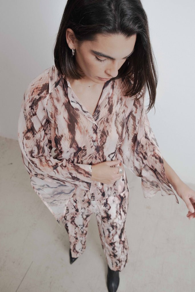 Camisa semitransparente estampada - Rosa - Imagen 5