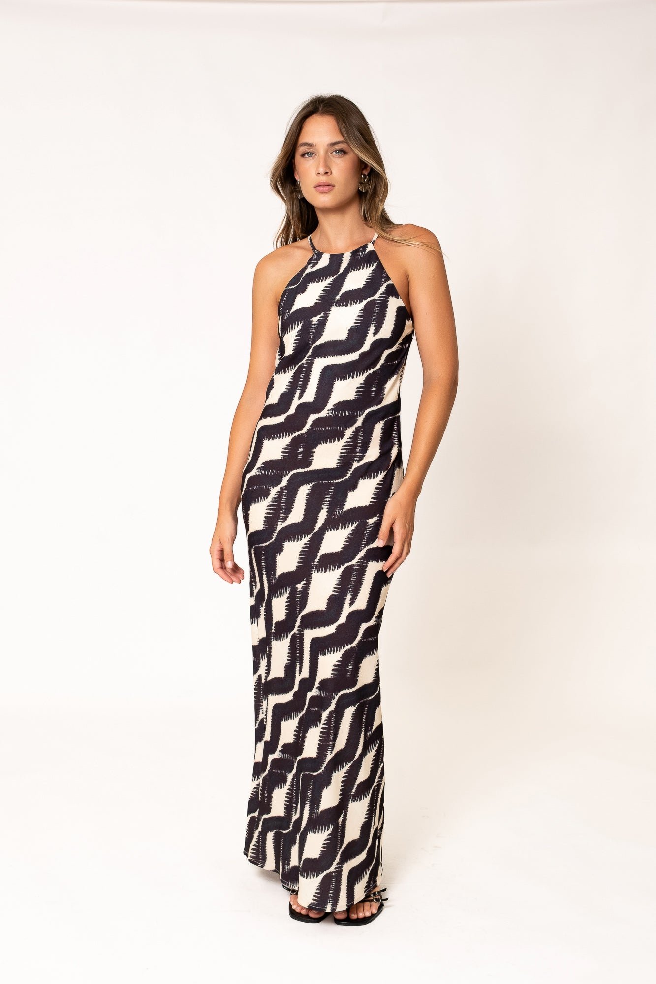 Vestido midi halter estampado - Negro - Imagen 2