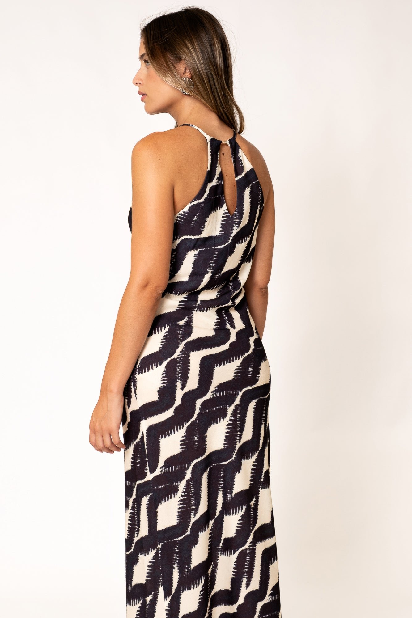 Vestido midi halter estampado - Negro - Imagen 5