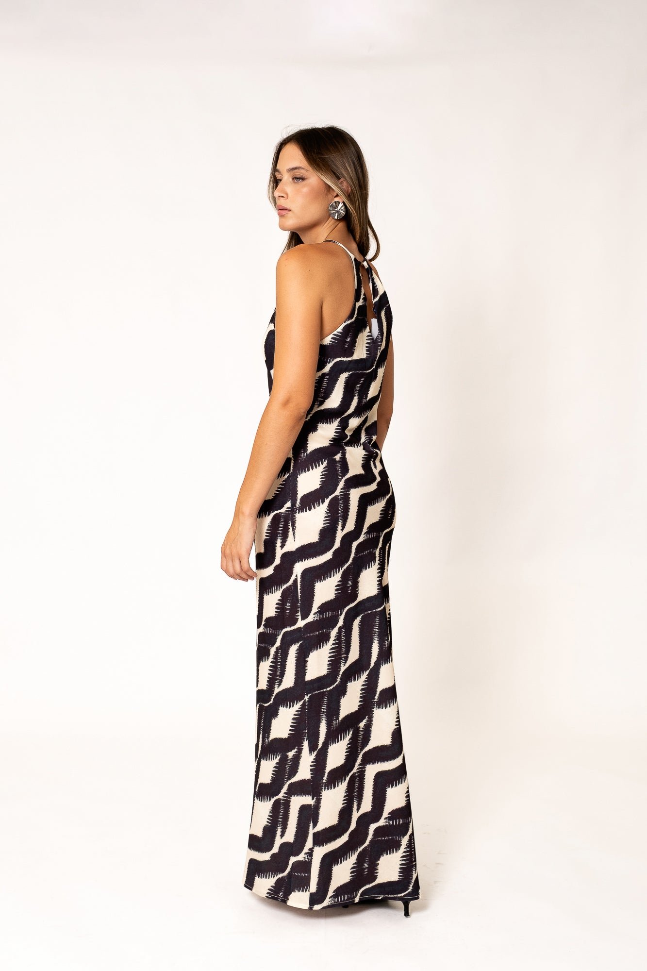 Vestido midi halter estampado - Negro - Imagen 4