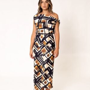 Falda midi estampada - Negro