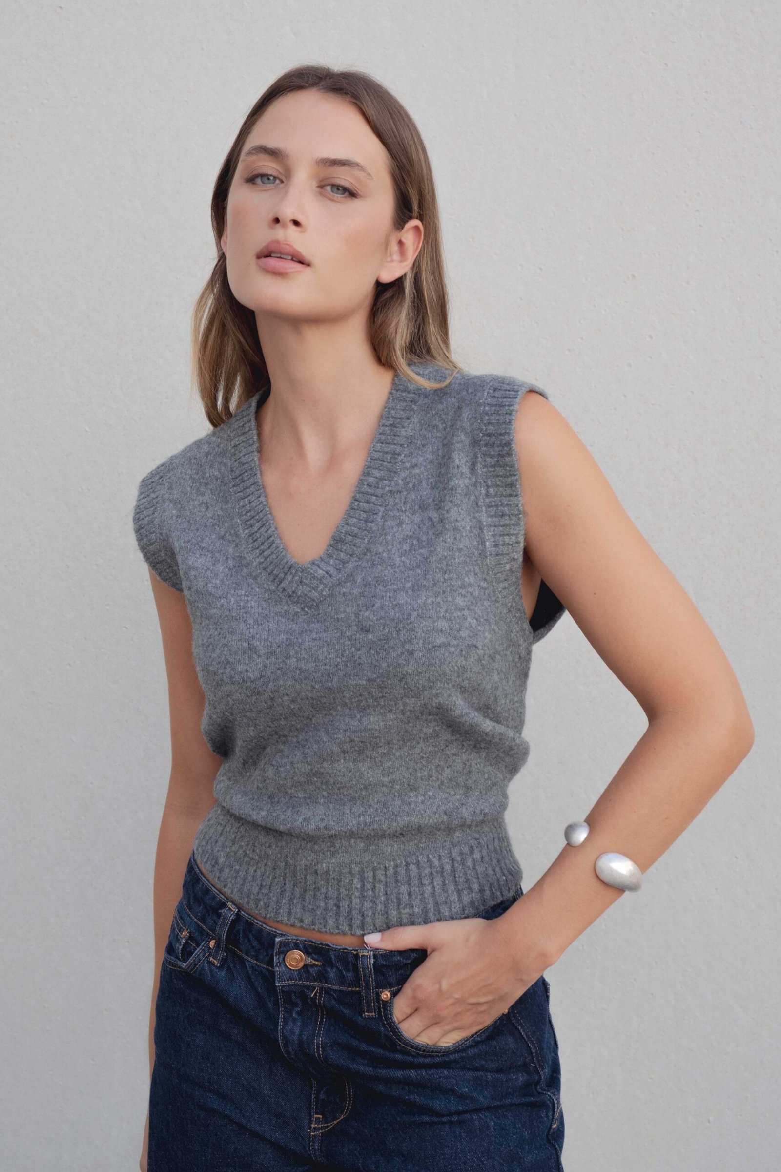 Chaleco punto - Gris